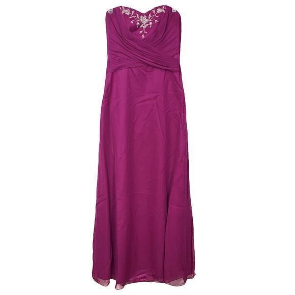 DaVinci Beaded A Line Dress Purple Maxi Sweetheart Strapless Formal Size 10‎ - Picture 1 of 7